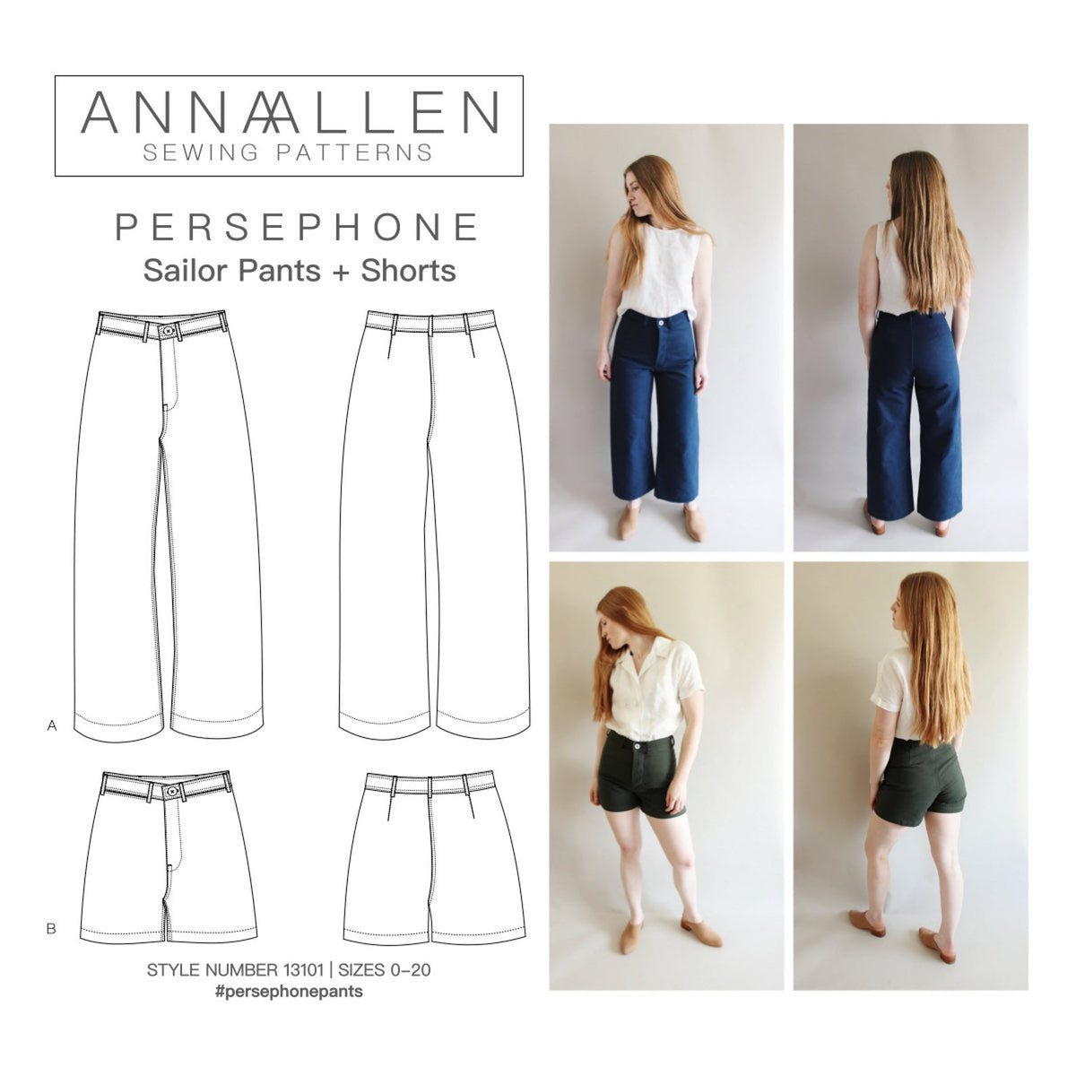 Anne Pants 178-184 Height US Sizes 2 20 Pattern, Casual Sewing