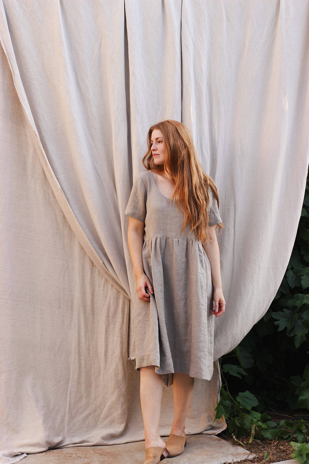linen dress sewing pattern Melba PDF Muna and Broad wale corduroy Hinterland Dress Pattern - Sew