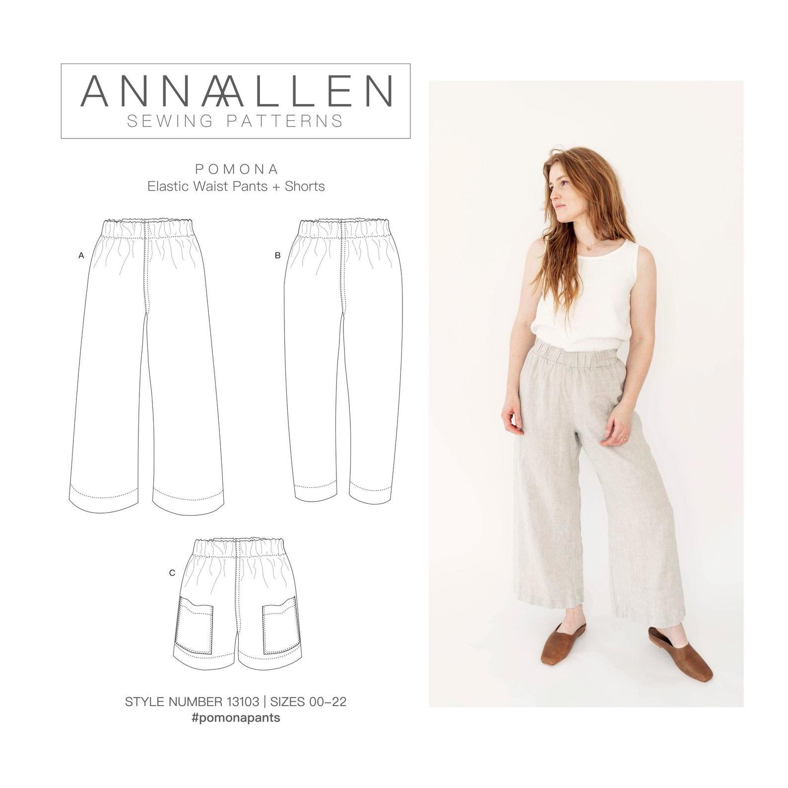 Pomona Pants and Shorts PDF Sewing Pattern Sizes 0022 Anna Allen
