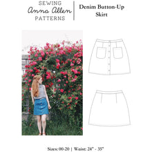 Load image into Gallery viewer, Denim Button Up Skirt - PDF Womens Sewing Pattern Sizes 00-20
