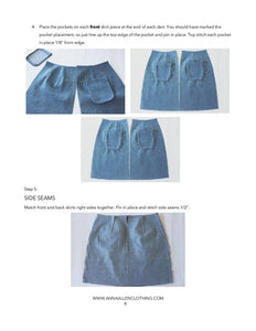 Denim Button Up Skirt - PDF Womens Sewing Pattern Sizes 00-20