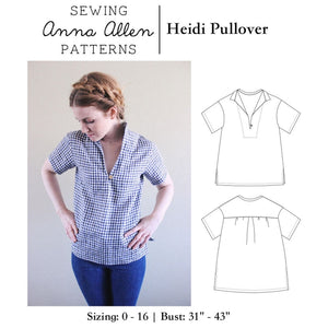 Heidi Pullover Top - PDF Sewing Pattern Sizes 0-16